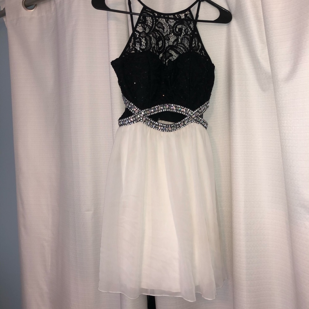 black and white sparkly homecoming dress